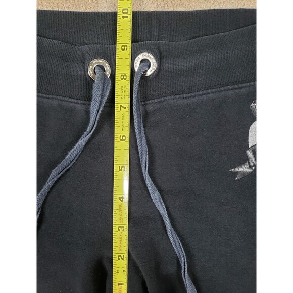 Vintage USA Made Bebe Women's Sweatpants Rhinestones Logo Drawstring Black Sz M - Picture 7 of 13